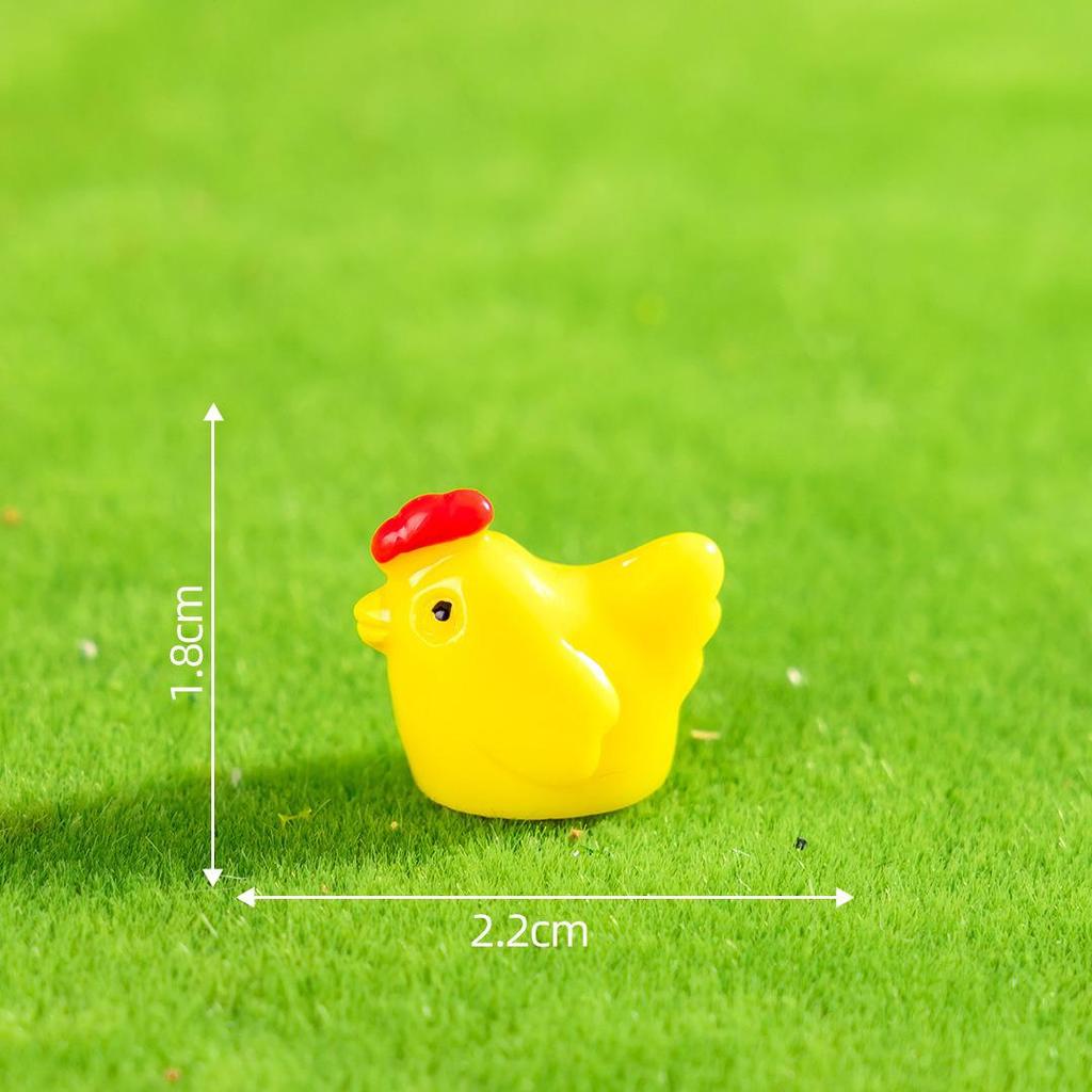 Luminous Rooster Resin Ornament: Colorful Small Animal Desktop Decor