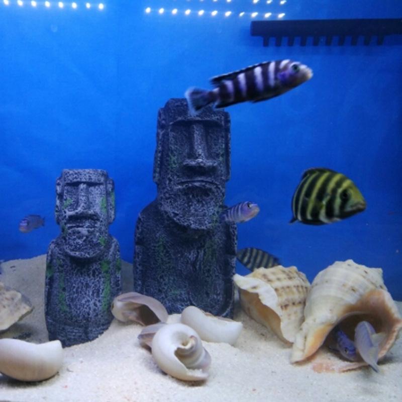 Resin Easter Island Statue & Roman Portrait - Aquarium & Reptile Decor