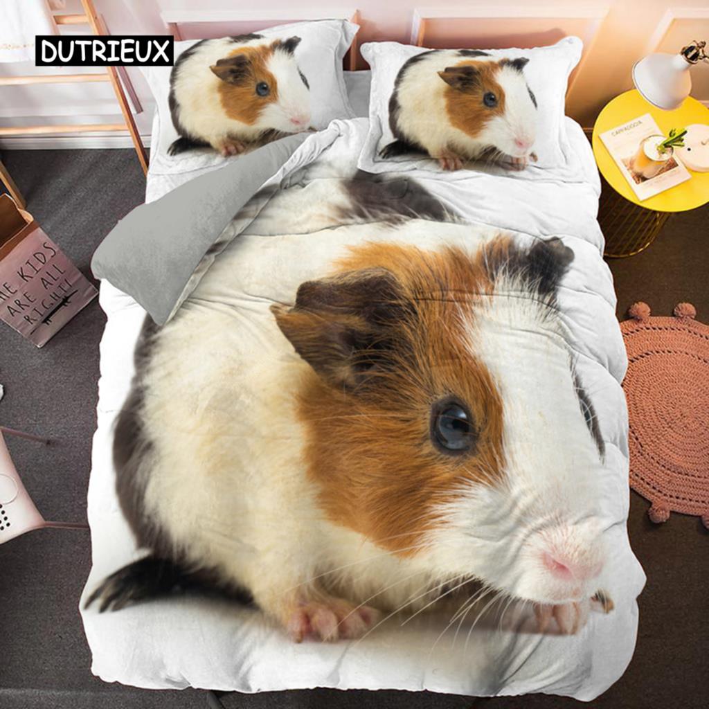 Marsvin Sengesett Søt Mus 3D Dynetrekk Dyredynetrekk for barn Gutter Jenter Tenåringer Mykt Twin polyester dynetrekk