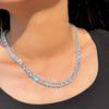 Hip Hop Rap Hipster Full Diamond Necklace Single Row Square Diamond Zircon Neck Chain Accessories Jewelry