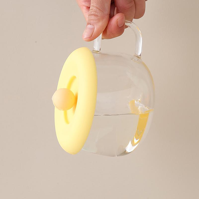 Cup Cover Non-Toxic Silicone Round Universal Water Cup Lid Anti-Dust Coffee Mug Sealed Cap With Spoon Holder Heat-Resistant Lid