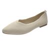 Solid Color Pointed Toe Women's Slip-On Flats - Breathable, Low Heel, Casual Knit Design