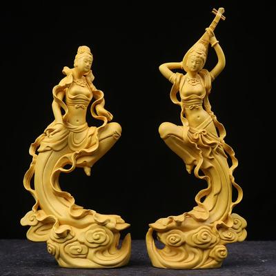 Home Decoration Accessories Boxwood Carving Dunhuang Flying Maiden Home Furnishings Handmade Wooden Handicrafts Gift