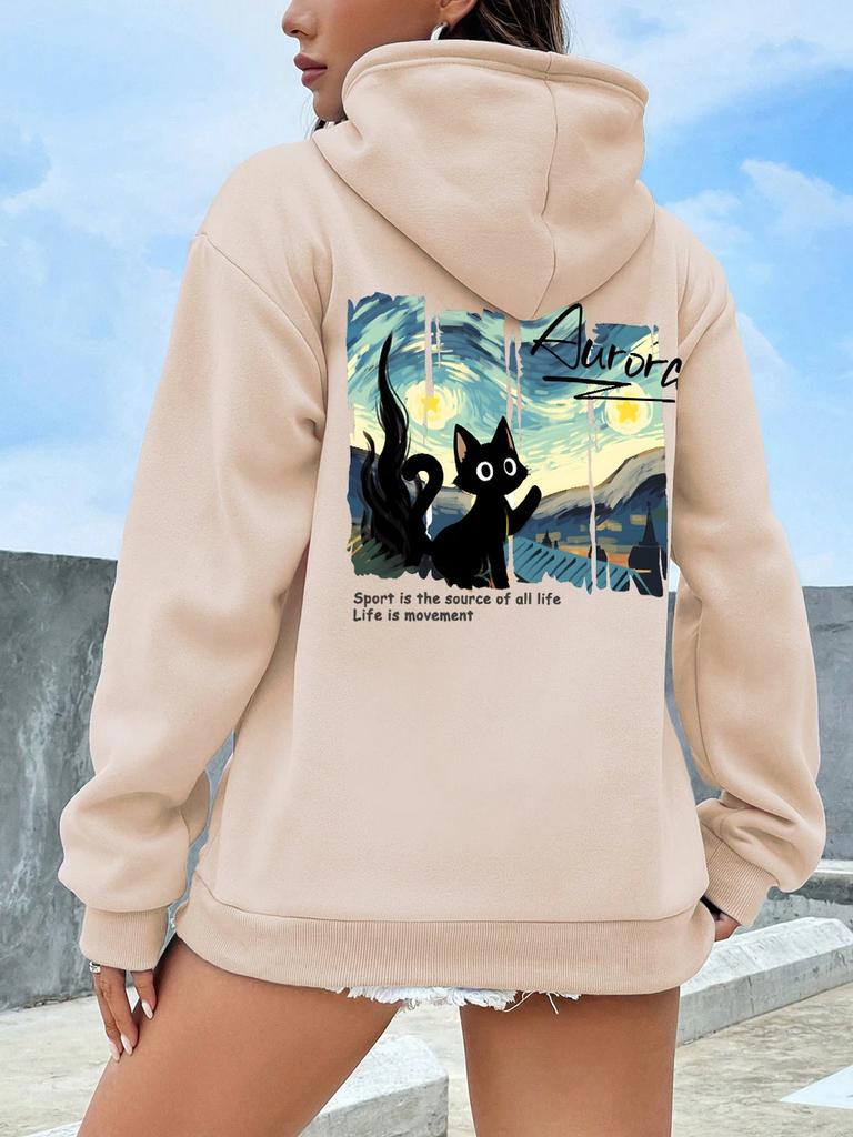 Sport Is The Source Of All Life Prints Hoodie Women Comfortable Loose Sweatshirt Fleece Warm Soft Pullover Casual Pocket Clothes