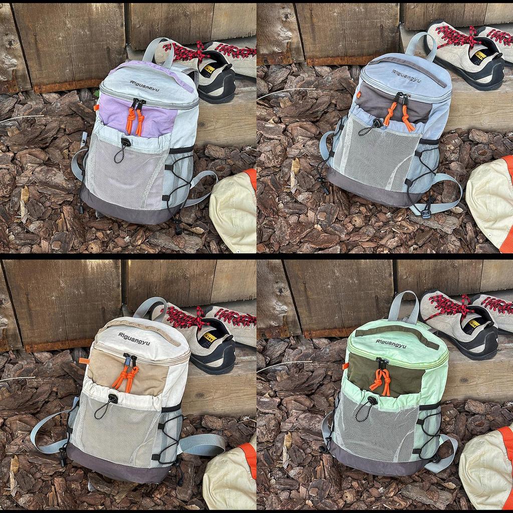 Mountain Range Nylon Drawstring Backpack For Casual Travel And Hiking