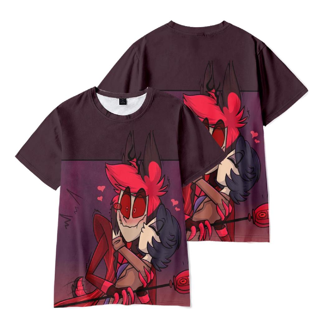 Hazbin Hotel Anime Women Men's T-shirts Graphic Shirt Cartoon Printed O-Neck Oversized Short Sleeves Fashion Mens Clothing Streetwear