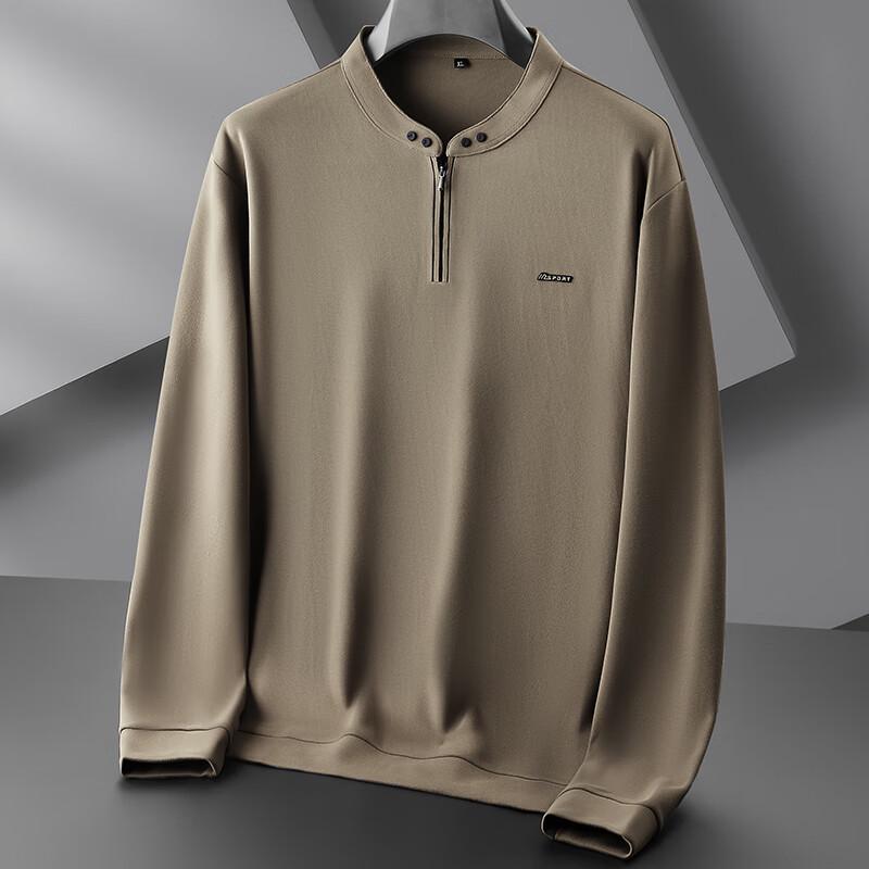 Dibinzhe Men's Plus Size New Chinese Style Zipper Stand Collar Loose Fit Long Sleeve Sweatshirt