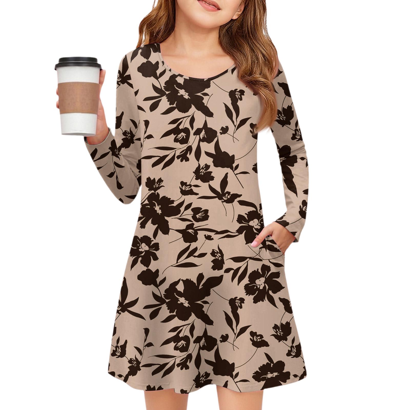 

Платье с длинным рукавом для девочек - Платье с цветными карманами 140