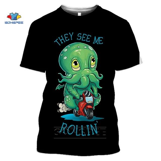 Camiseta con estampado 3D de Cthulhu y Lovecraft, camiseta Miskatonic para hombres, camiseta divertida con cuello redondo de llamada de Cthulhu, Top de verano para mujeres
