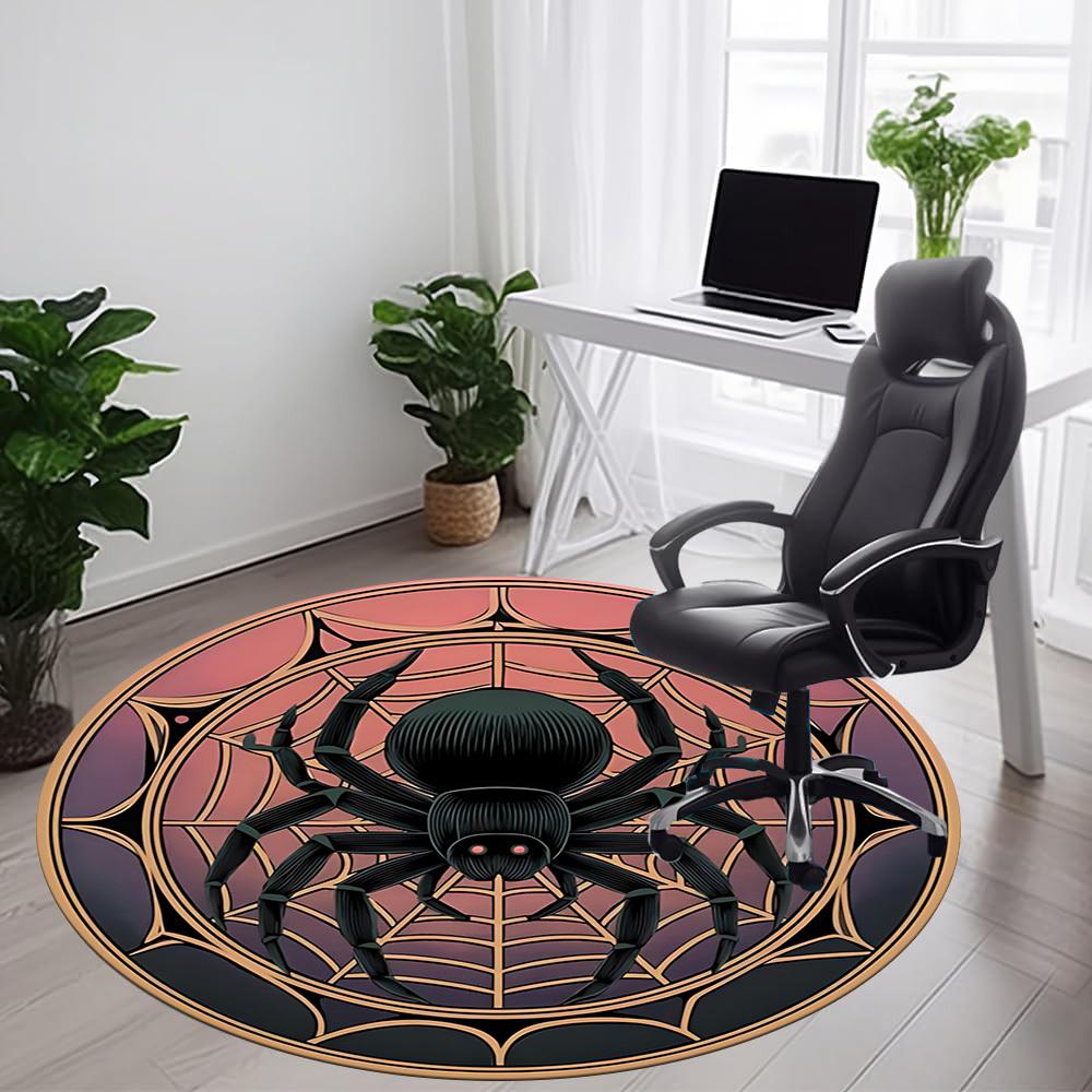 1PC Spider Web Office Round Area Rug, Mat Suitable For Office, Under Office Chairs Bedroom Living Room Home Decor, Room Deco