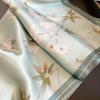 1pc Chic Silk-Like Scarf, Light Green Floral Design, Perfect for Casual & Formal Looks, Women's Neck Accessory