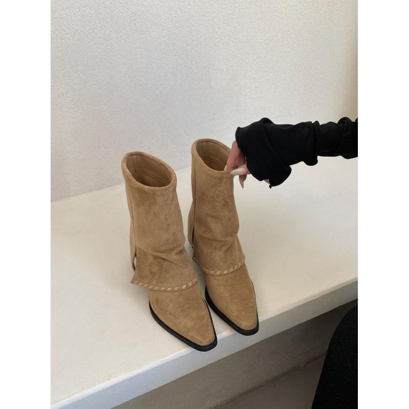 

Остроносые короткие ботинки женские новые 2025 осень и зима женские ботинки ковбойские ботинки ботинки Мартин ботинки-чулки ковбойские ботинки тонкие ботинки 40 хаки