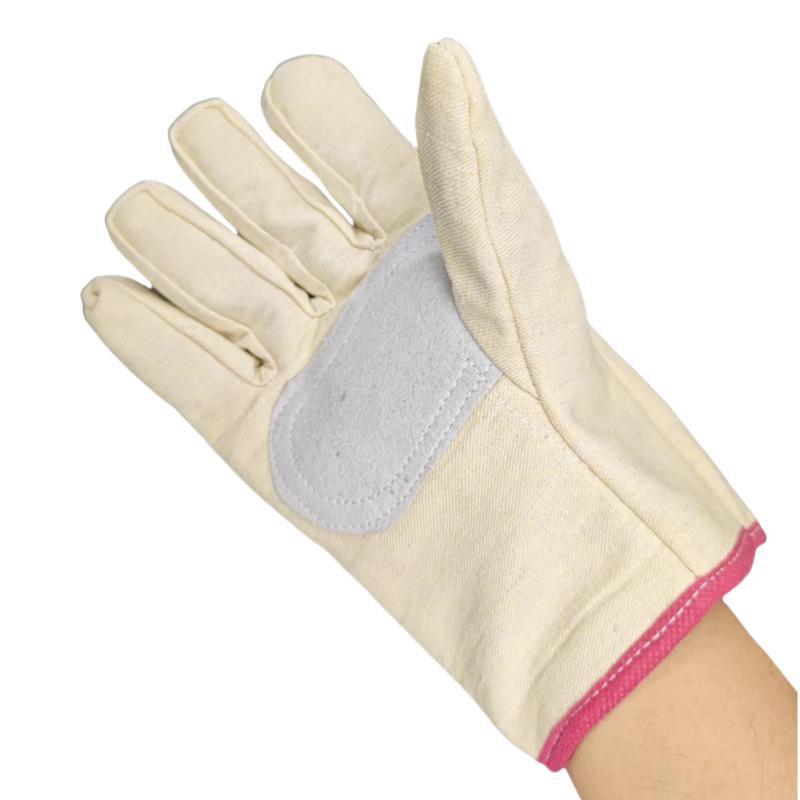 Durable Double-Layer Canvas and Leather Work Gloves for Welding and Construction