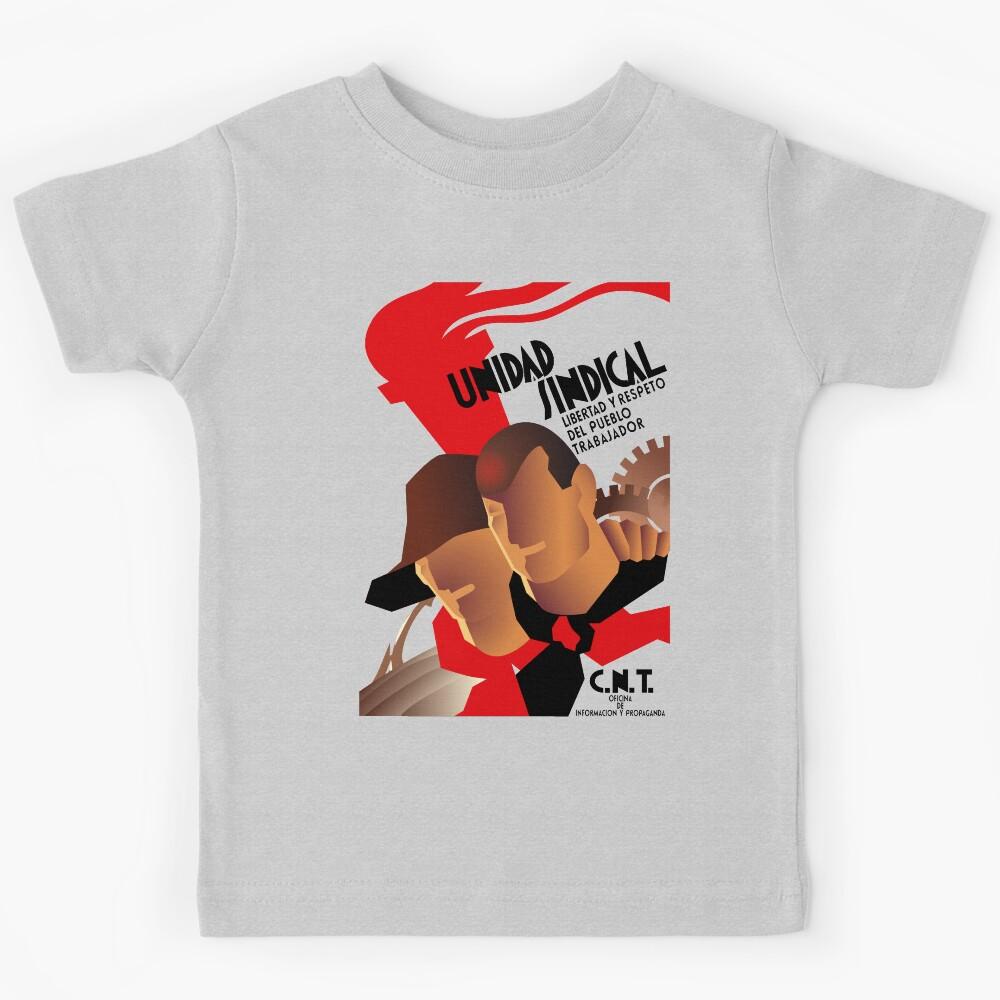 CNT Unidad Sindical - Spanish Civil War, Anarchist, Socialist, Leftist Kids T-Shirt 110