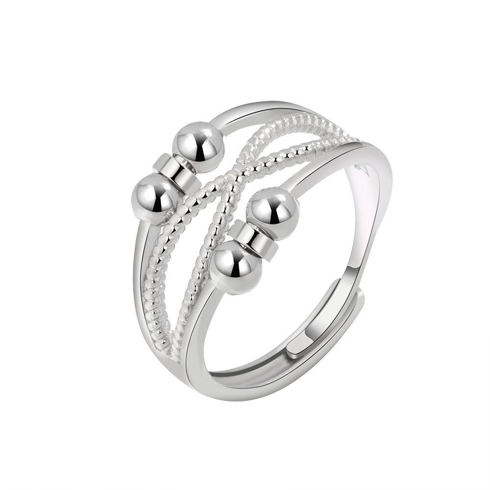 Anti Stress Anxiety Silver Ball Rings 925 Women Men Spinner Fidget Rings Vintage Gold Couple Anillos Jewelry Gift