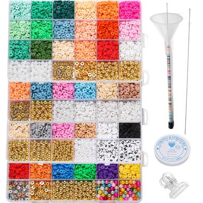 3444-3744 Stück/Set 6mm Tonperlen Abstandshalterperlen mit Tonperlen Perlenwerkzeug für Freundschaftsarmband DIY Schmuckherstellungskits