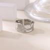 Trend Pleated Exaggerated Ring Opening Adjustable Men's and Women's Stainless Steel Geometric Niche Design Ring