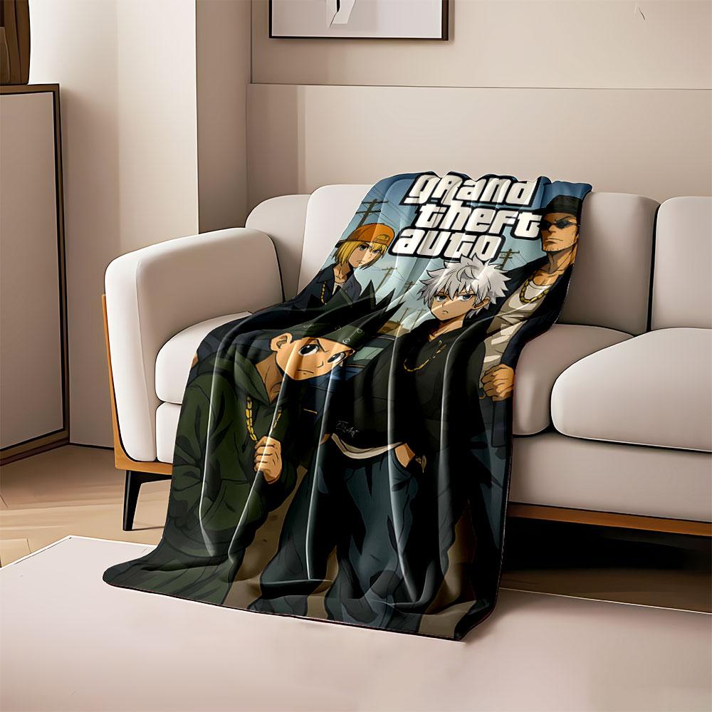 

Stylized characters in urban outfits resembling gang culture aesthetics. for all seasons blanket lunch break throw gift 80cm x 120cm