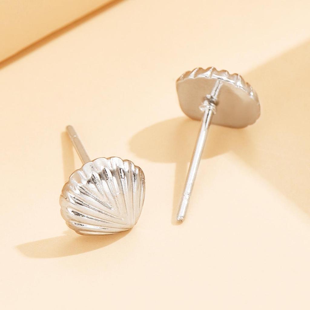 Colorfast Stainless Steel Shell Stud Earrings: Fresh Resort Style, Small & Cute