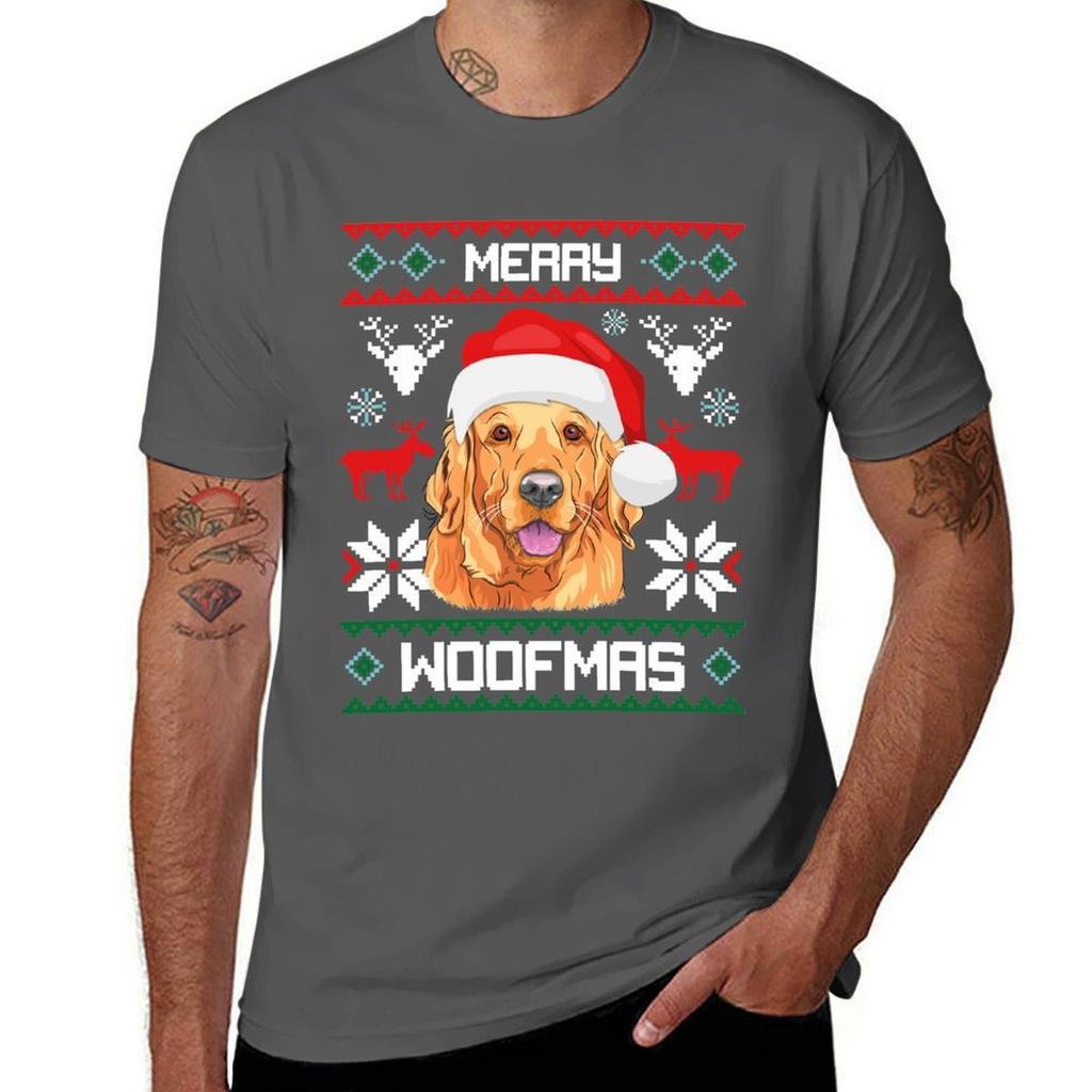Golden Retriever Merry Woofmas Christmas Goldie Dog Gift TShirt Street Art Print Tee Shirt