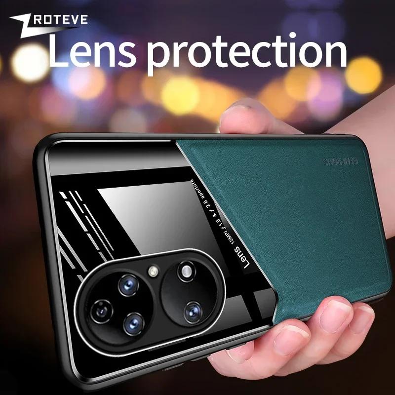 P50 Pro Case PU Leather Car Magnetic Hard PC Cover For Huawei P60 P50 Pro P 60 50 P50Pro P60Pro Shockproof Phone Cases