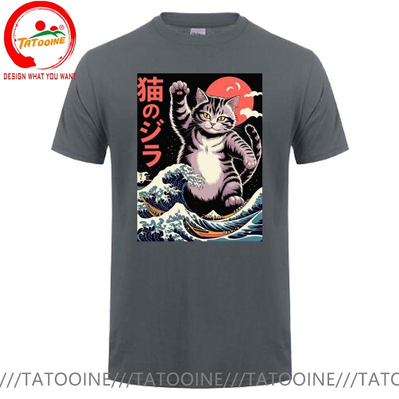 Funny Design Japanese Style The Great Kanagawa Cat Sred Doublet Unisex Fashion Trendy Casual Clothing Stylish Tops Tee Shirt Leisu