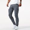 Men Work Pants Reinforced Pockets Stretchy Fabric Solid Color Multi Pockets Slim Fit Casual Daily Wear Vacation Travel Long Trousers