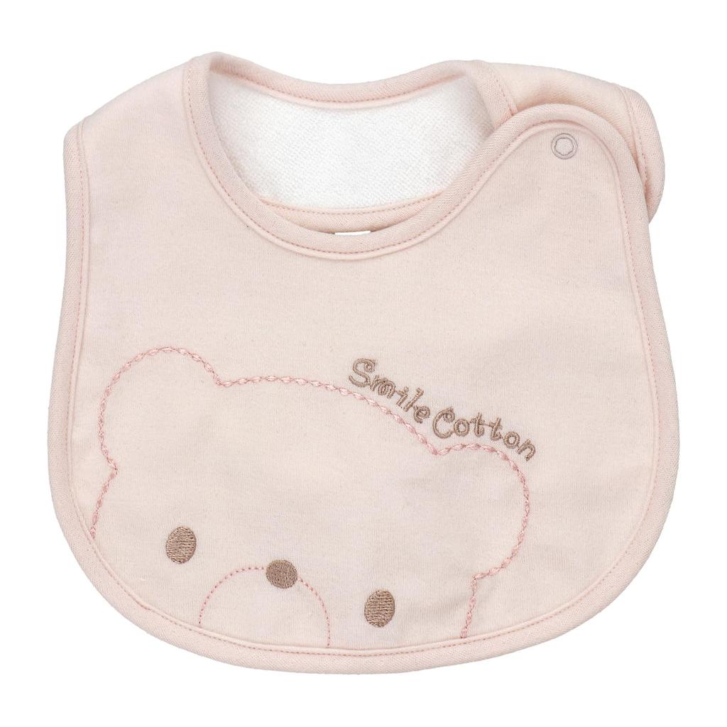 Baby Castle Natural Made in Japan Bib, Bear, Pink,