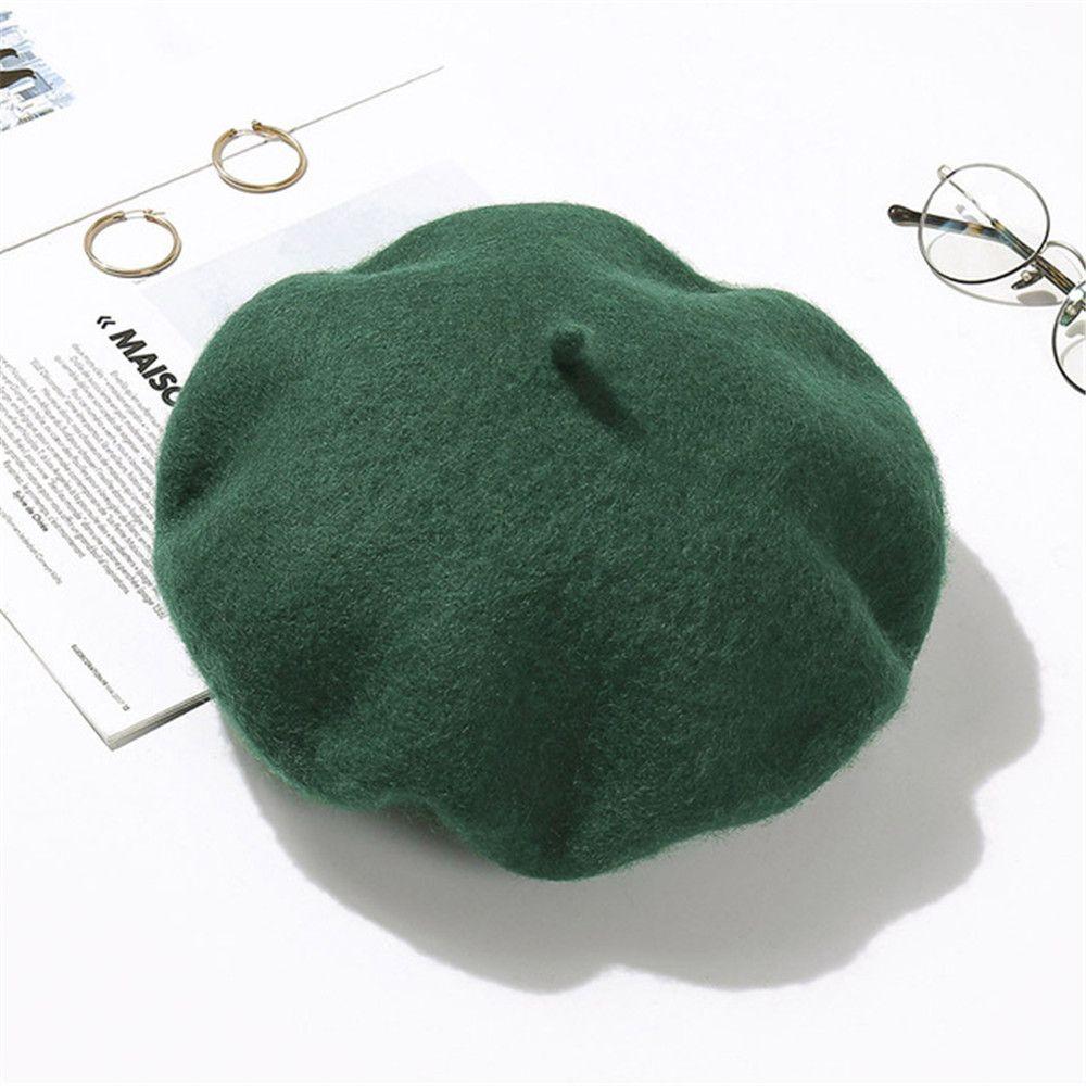 Women Wool Beret Hats Winter French Hat Girls Solid Color Fashion Autumn Winter Beret Hat For Women Flat Cap Hat Felt Berets