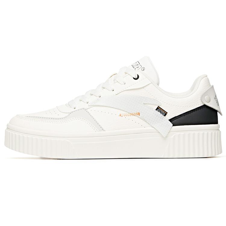 

Anta Synthetic Leather Slip Resistant Abrasion Resistant Low top Skateboard Shoes Men s Ivory White/Black 912028020-1 40