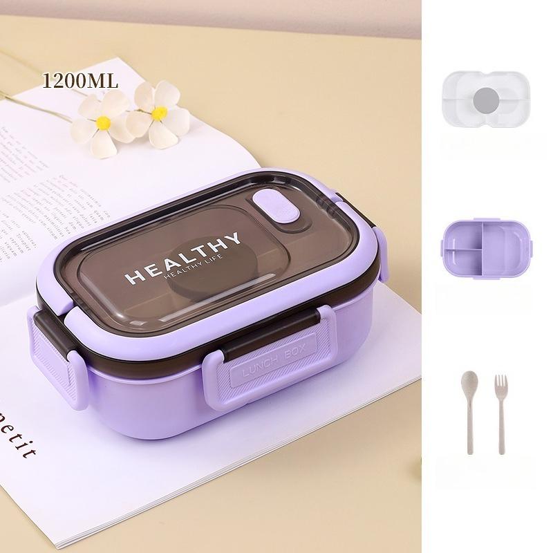 Multi-Compartment Bento Box with Condiment Dish - Leak-Proof Meal Prep Container, Colorful Food Storage Box with Utensils