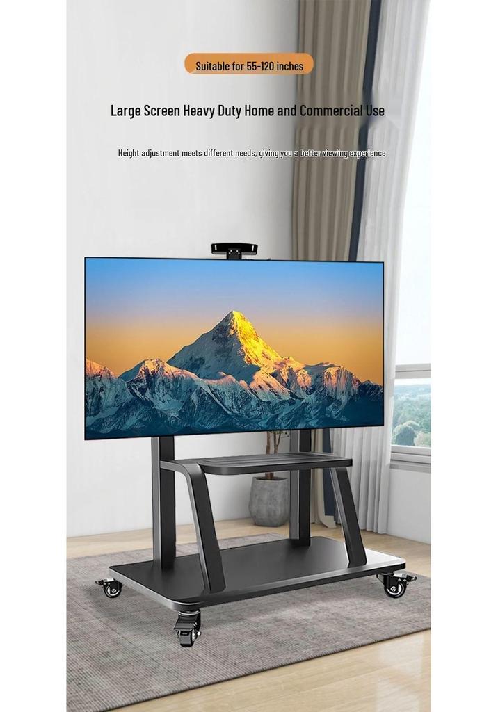 Mobile TV Stand with Wheels - Universal Vertical Bracket and Floor Mount