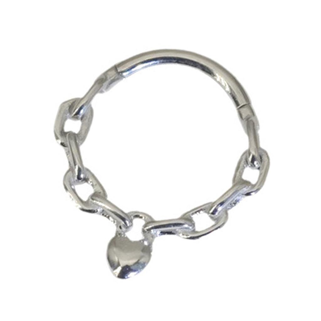 Surgical Steel Nose Rings Hoop Heart Chain Designs Septum Jewelry for Women and Girls 8/10MM In Gold or Silver