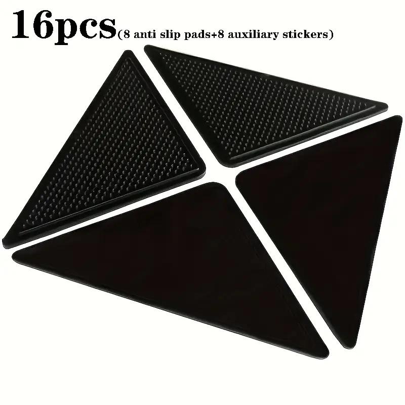 

16pcs Reusable Washable Non-Slip Carpet Tape - Double-Sided Adhesive, Includes 8 Grips + 8 Aids чёрный