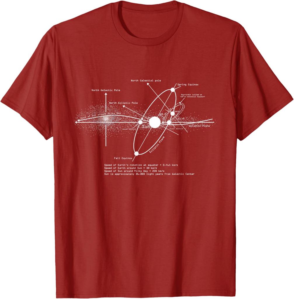 Solar System Diagram Astronomy T-Shirt Men's Casual Cotton Graphic Tee Trip Wear