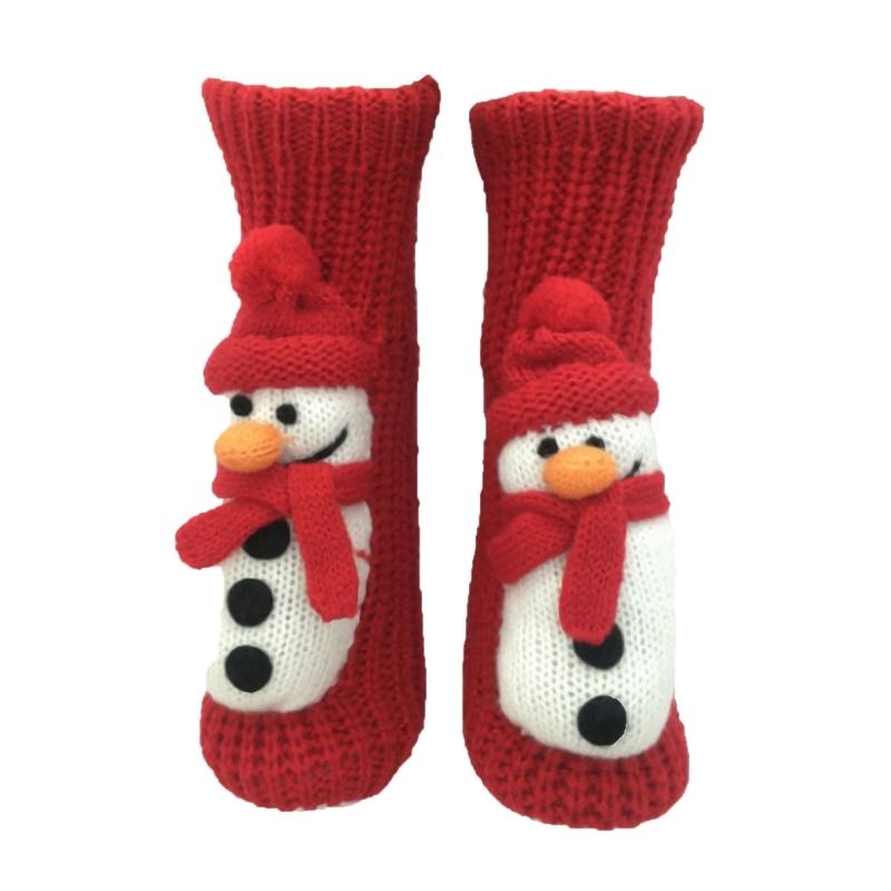 Knitted Festival Stocking Cartoon Christmas Socks Anti Slip Cotton Warm Winter Socks For Christmas Teen Decoration