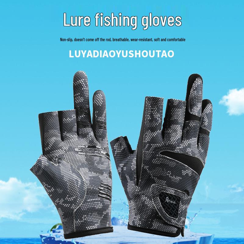 Spring & Summer Breathable Sun Protection Fishing Gloves - Anti-slip, Three-Fingerless, Thin Ice Silk, Wear-resistant Outdoor Angling Gloves