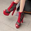 Women's high-heeled sandals sexy European and American style waterproof table thick heel large size hollow fish mouth shoes