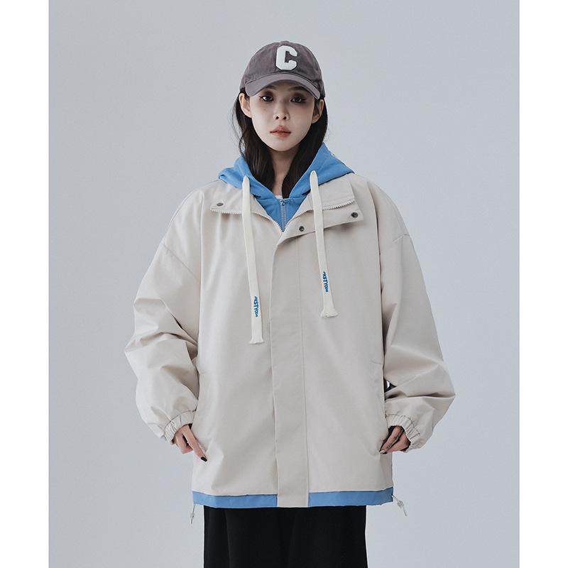 

Осенняя новая куртка Fake Two Jackets Мужская повседневная куртка с капюшоном в стиле Гонконга Весна и Осень Дизайн Sense Niche Trend M чёрный