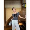 Interpret Beauty 2025 Summer French Sweet Off-Shoulder Striped T-Shirt, S5018