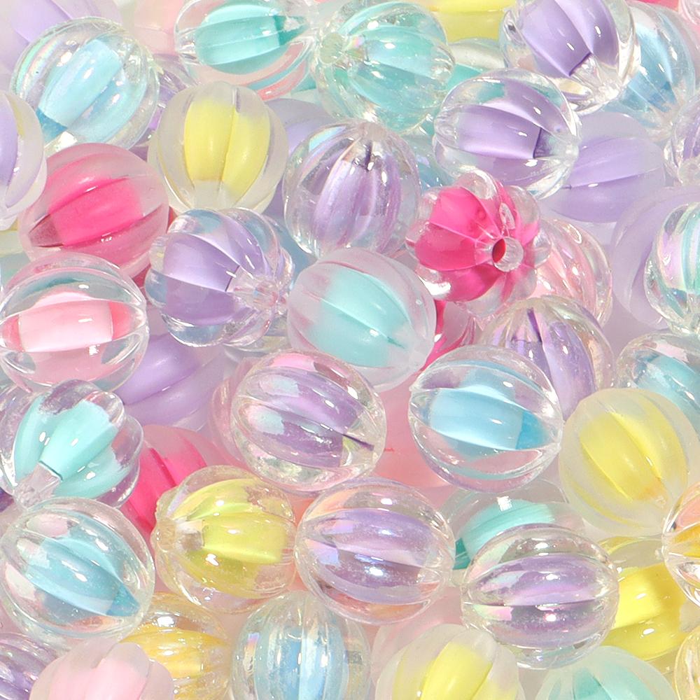 50Pcs 12x11mm Pumpkin Shaped Acrylic Beads Colorful Spaced Beads For Handmade Bracelets Phone Chains DIY Jewelry Accessories