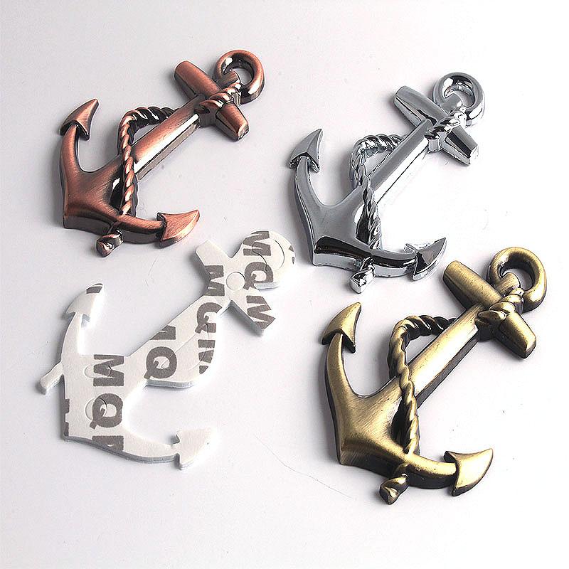 3D Metal Personality Car Stickers Boat Anchor Hooks Navy Emblem Grill Cross Badge Pirate Ship Car Body Sticker