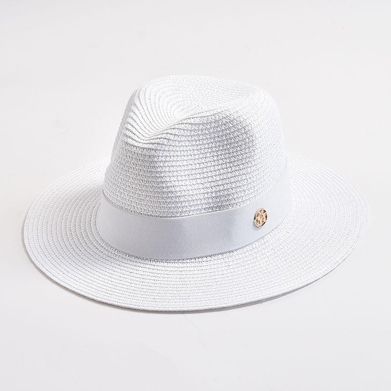 Neue Sommerstrohhüte für Damen Herren Panama Reise Strand Sonnenhut Banddekoration Elegant Luxus Jazzhut