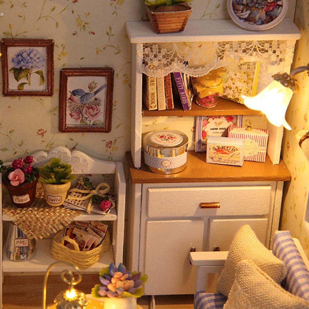 Miniature with Furniture DIY Wooden Kit Mini House Gifts for Kids