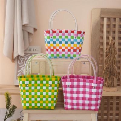Süße und niedliche Handtasche, handgewebte Tasche mit Geschenkkorb, modische Gemüsekorb-Tasche, vielseitige Strandtasche
