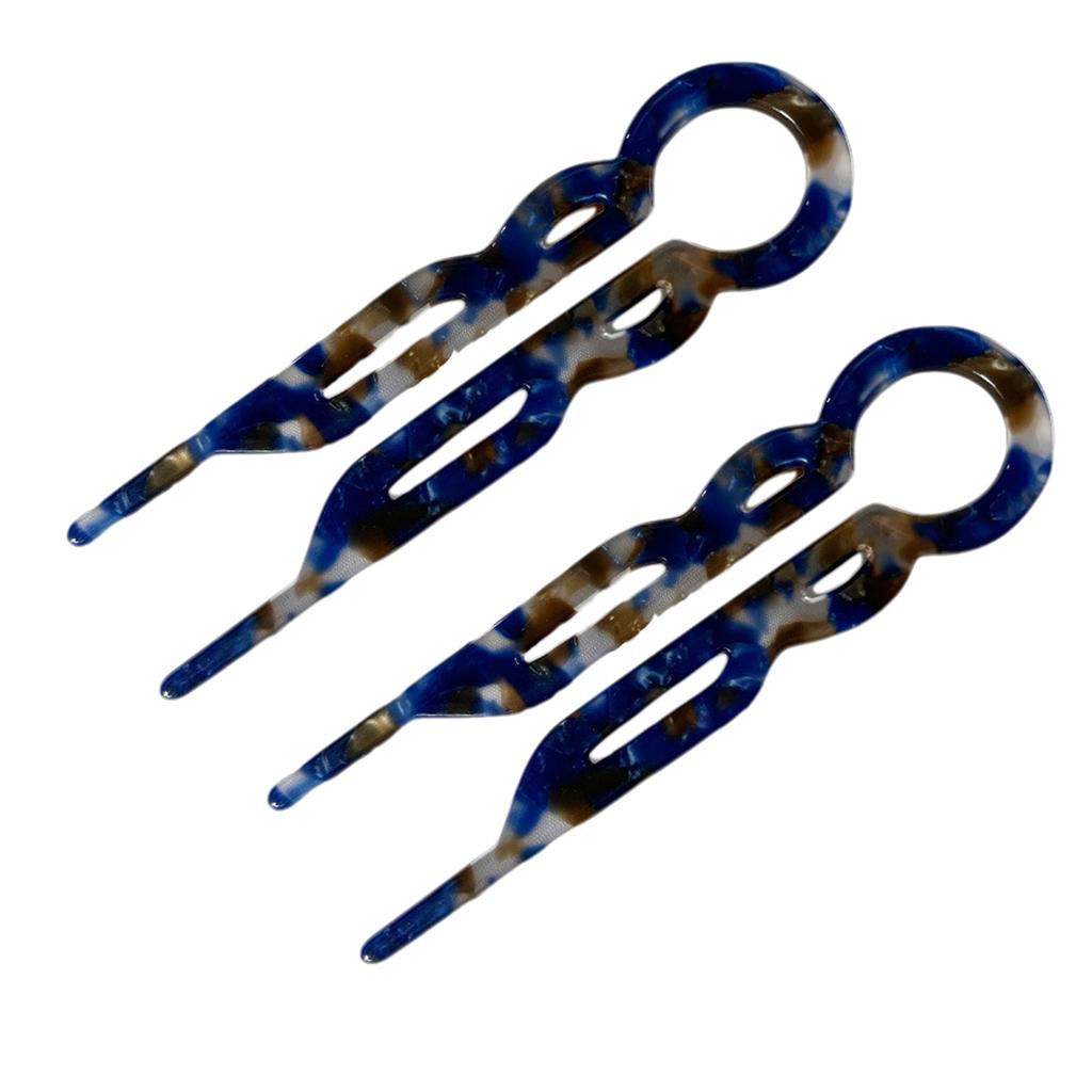 2PCS U-Shaped Hair Fork Fashion Hairpin Acetate Meatball Head Hairclip Fshion Design Bun Sweet Hair Styling Tools for Women Girl