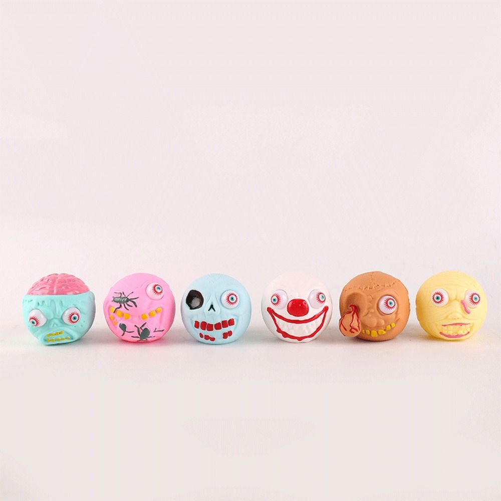 Soft Eye-popping Skull Toys Novelty Halloween Prank Toy Elastic Squeeze Fidget Toys Children/Kids