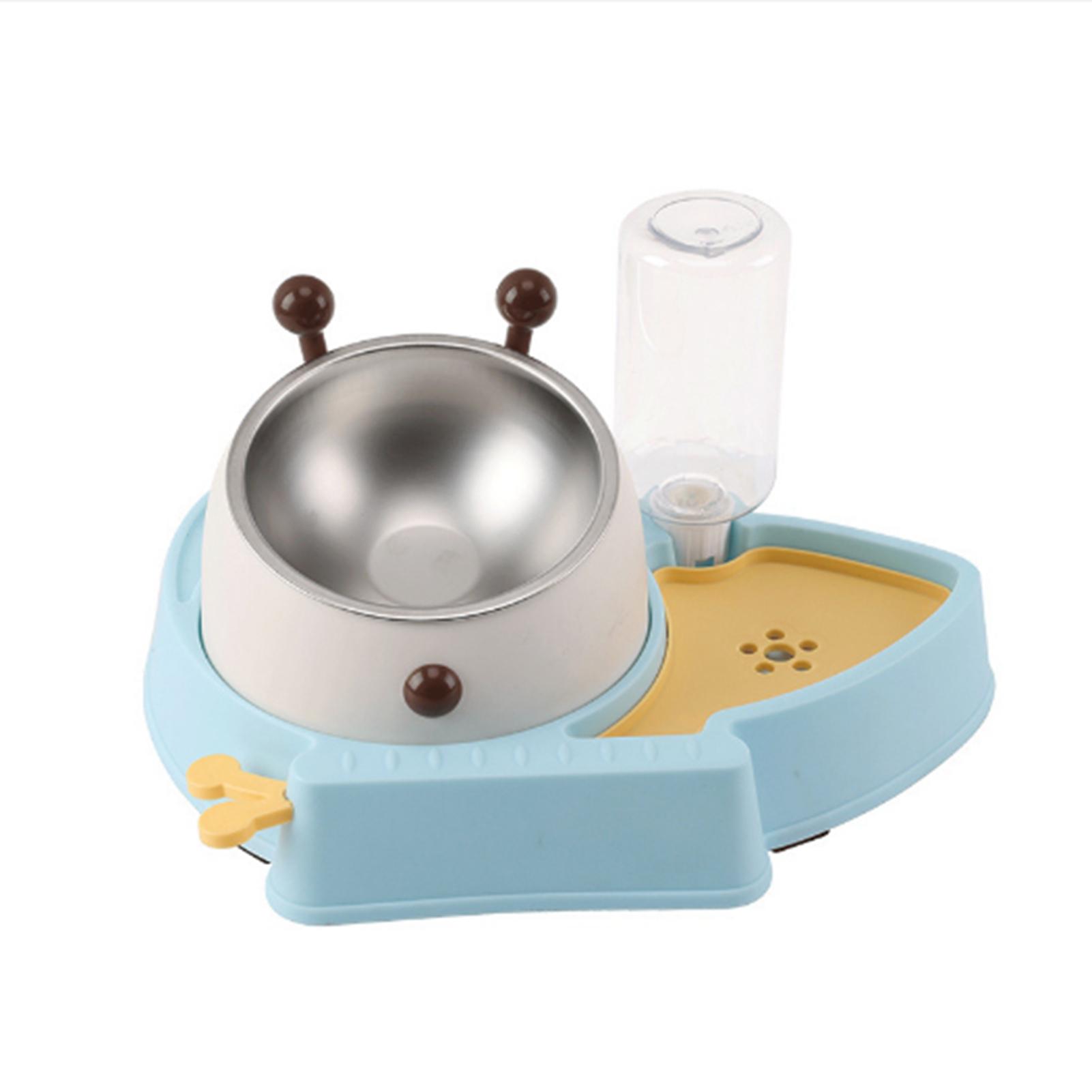 

Кормушка для корма и воды для домашних животных в форме бабочек и пчел, наклон 15 градусов, маленькая автоматическая, для кошек, для воды и еды синий