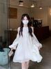 Off-Shoulder Halter Neck White A-Line Dress - New for Summer & Fall 2023