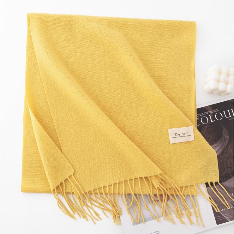 New Solid Color Maillard Imitation Cashmere Scarf for Women Autumn and Winter High End Simple Warm Shawl